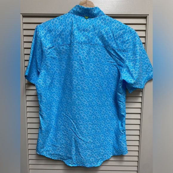 Marti Kat Shirt Mens Small Blue Short Sleeve Button Up Geometric Beach Vacation - Picture 2 of 11